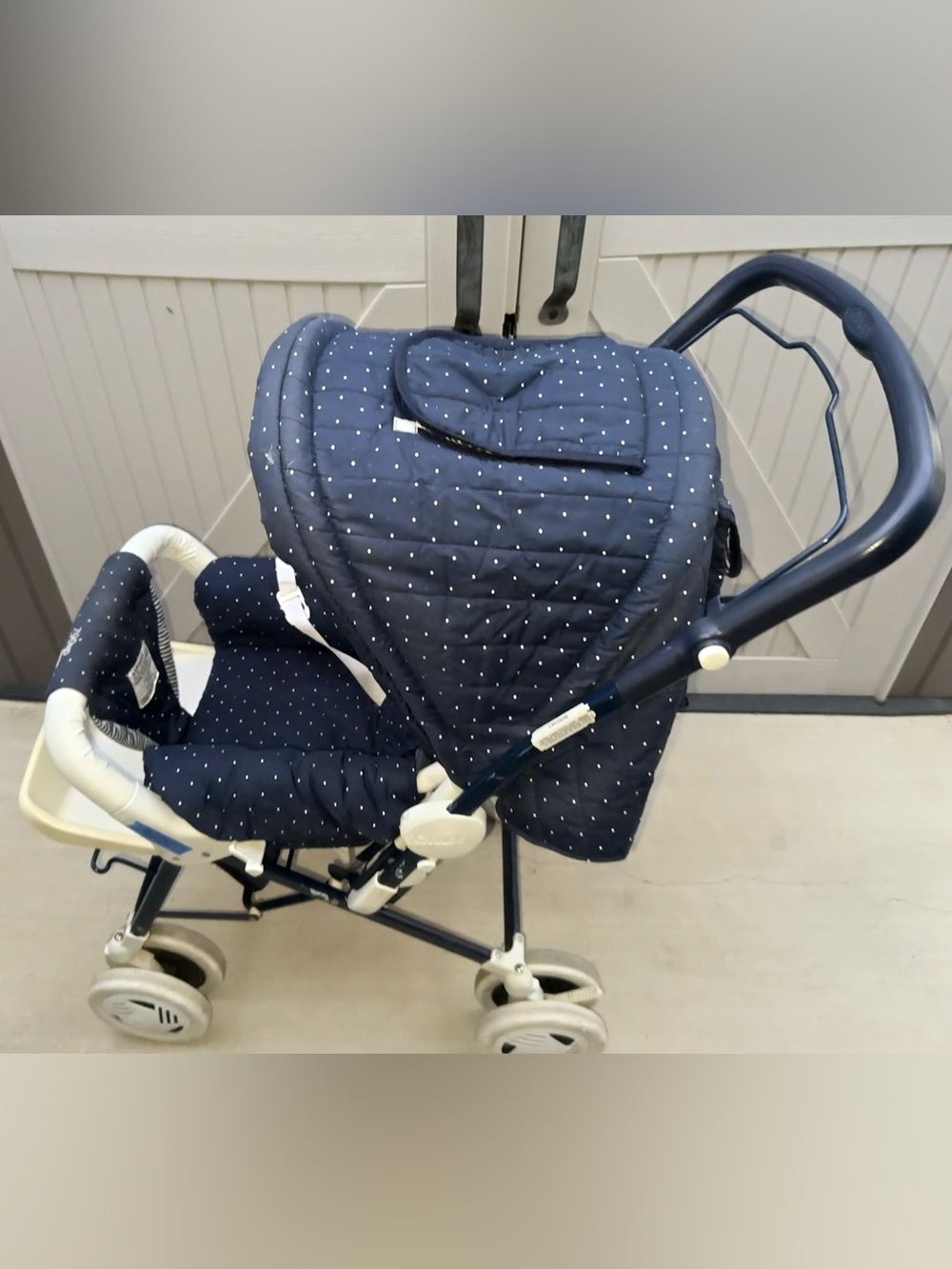 Vintage Graco 1980’s “790ND Series” Navy Polka Dot Stroller with Cream Accents - Picture 6 of 17